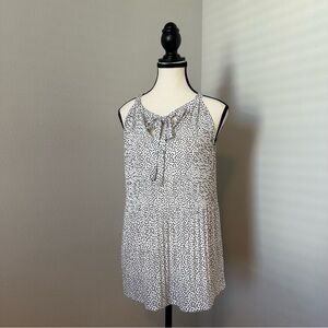 Adrianna Papell Dot Print Halter Neck Sleeveless Tunic Top Black White‎ Size M